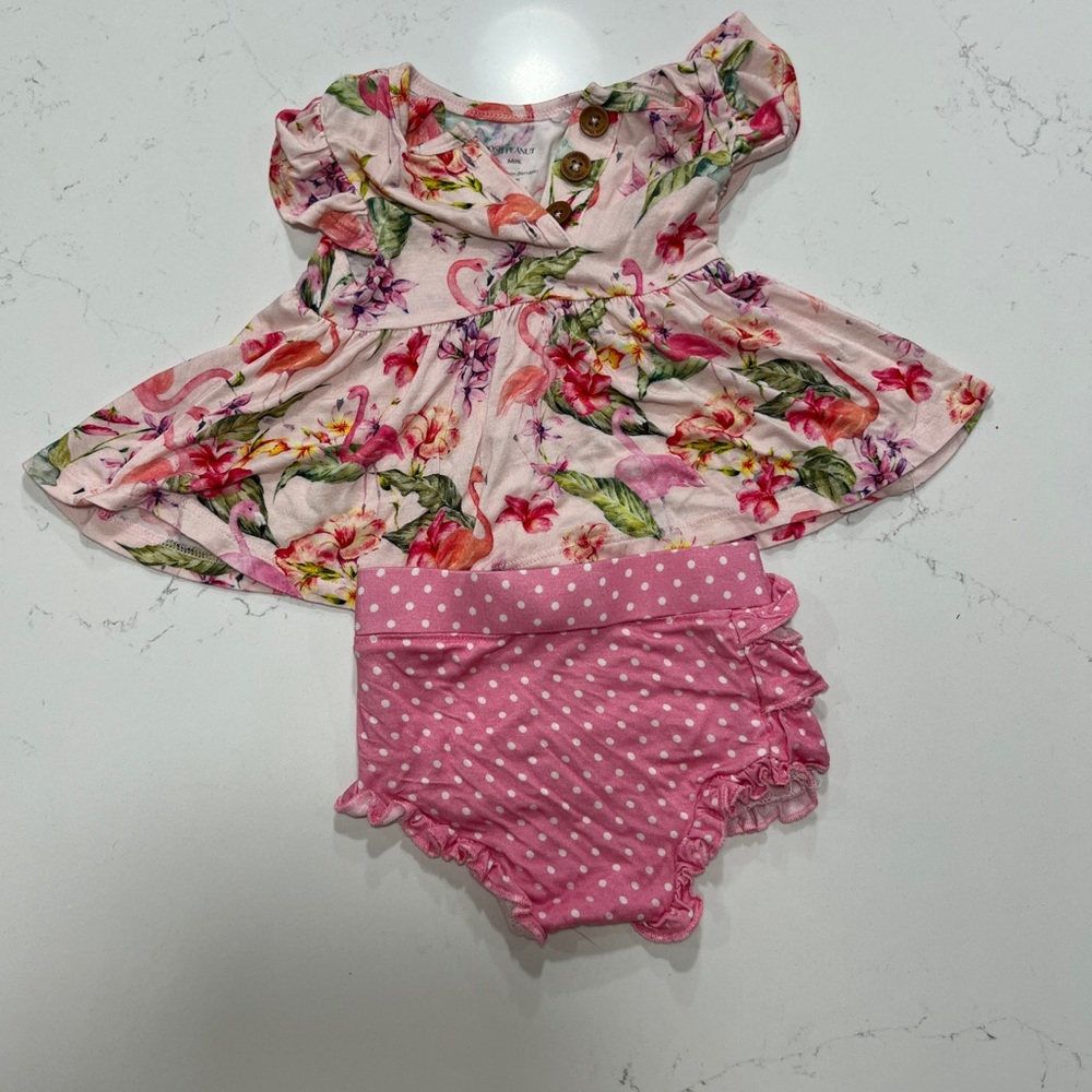 Ruffled Cap Sleeve Peplum Ruffled Bummie Set